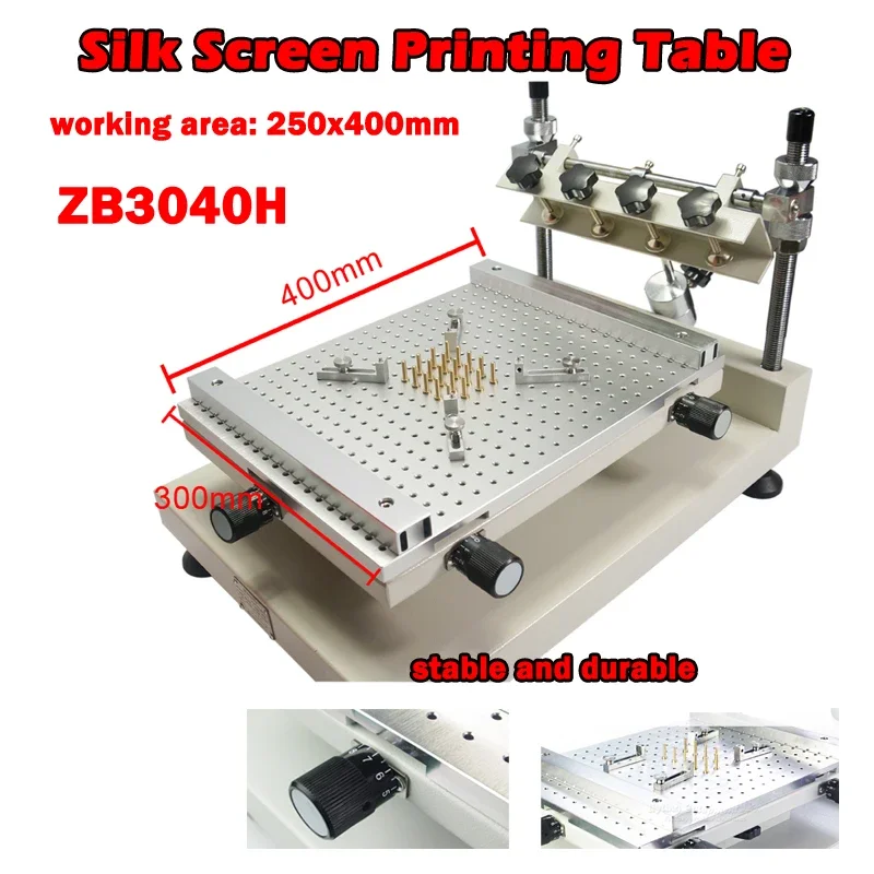

ZB3040H SMT Manual High Precision PCB Solder Paste Stencil Printer 600W Red Glue Printing Machine for Chip Repair 250x400mm