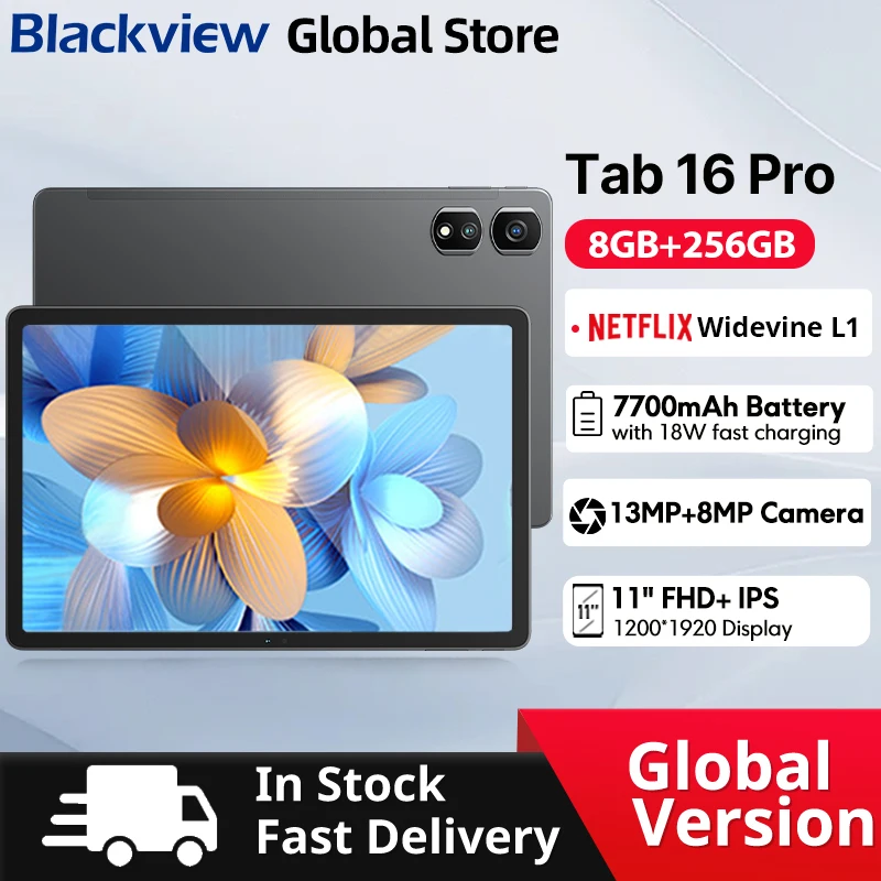 Blackview Tab 16 Pro Tablets 11'' FHD+ Display 8GB 256GB Widevine
