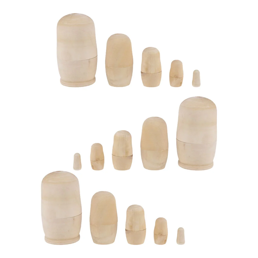 

Nesting Russian Matryoshka Blank Wooden Unpainted Kids Diy Unfinished Babushka Christmas Stacking Handmade Set Toys Wood