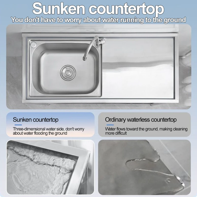 Stainless Steel Sink Kitchen Household Thickened Single Trough with Bracket Wash Basin Sink with Platform Easy Landing kitchen sink