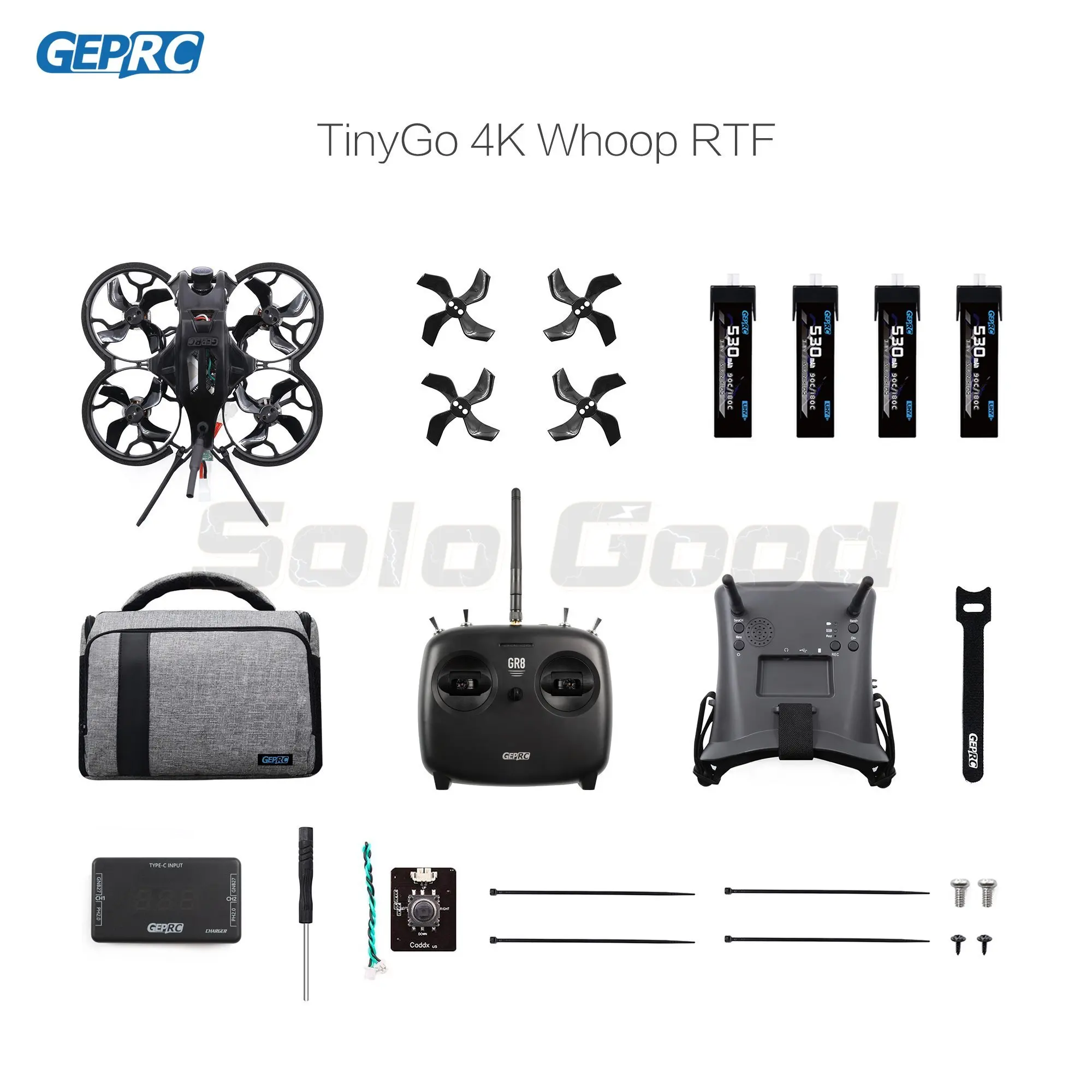 GEPRC TinyGO 4K V1.3 FPV Whoop RTF 드론, Caddx Loris 4K 60fps RC FPV 전문 쿼드콥터 콤보, 초보자에게 적합
