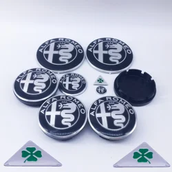 Premium 11pcs Steering Wheel and Car Emblem Badge Set - Black Caps, Various Sizes - 56mm black cap (11pcs black silver)