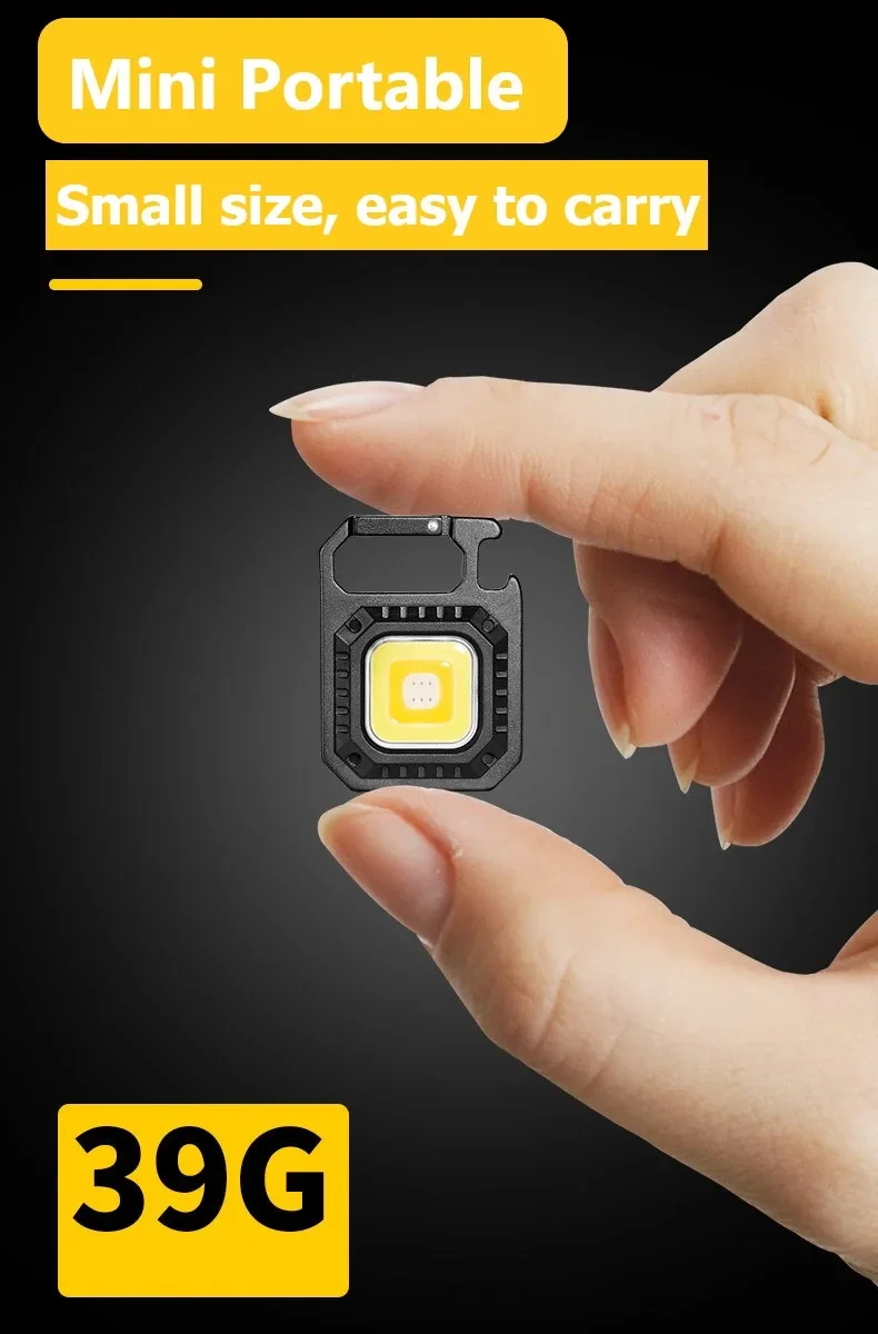 Portable Mini LED Flashlight USB C Rechargeable Keychain Light Multifunctional Work Light Outdoor Camping Lantern Fishing Torch