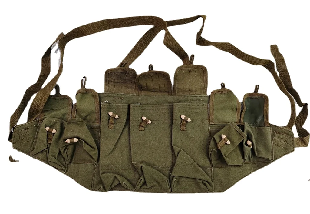 1986s GENUINE ORIGINAL BANDOLIER VIETNAM WAR CHINESE MILITARY TYPE 56AK CHEST-RIG POUCH NOS