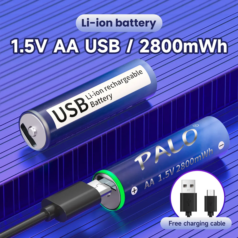 

Перезаряжаемая литий-ионная батарея высокой емкости 1,5 в AA 1,5 МВт/ч USB литиевая батарея для дистанционного управления электрической игрушко...