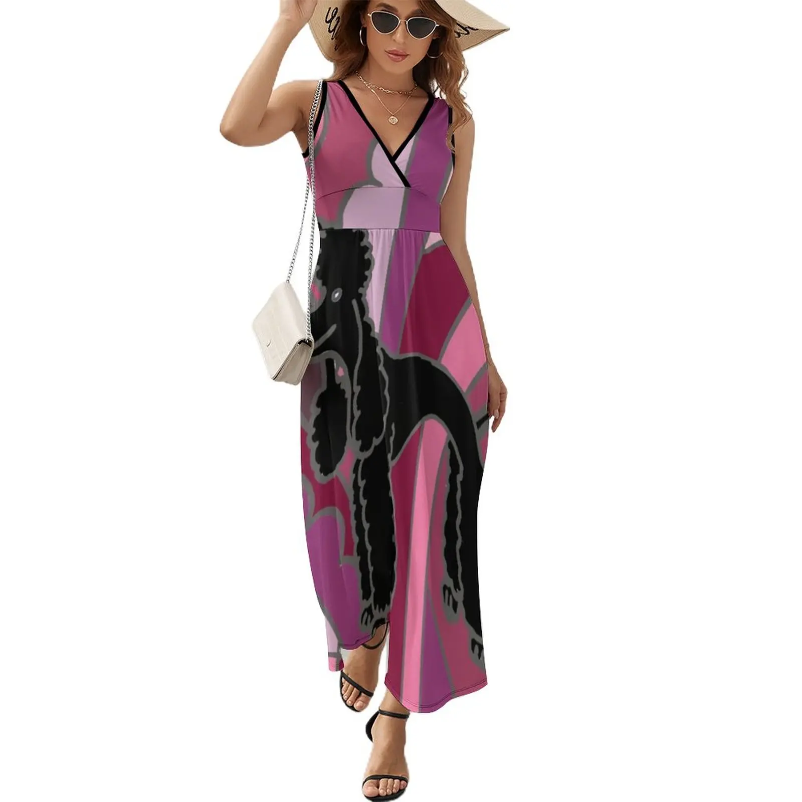 

Cool Funky Black Poodle Abstract Art Sleeveless Dress Dresses women's summer jumpsuit evening dress women