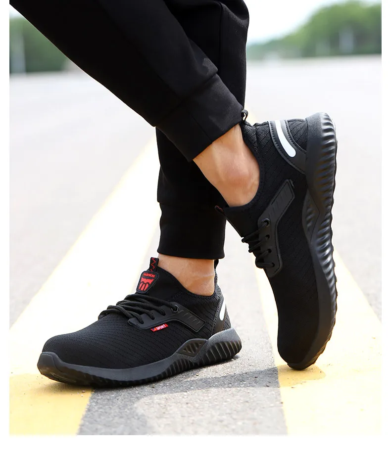 High Quality Steel Toe Cap Men Breathable Shock Absorbing Sneaker For Work Men Safety Shoes Anti Smashing Security Shoes