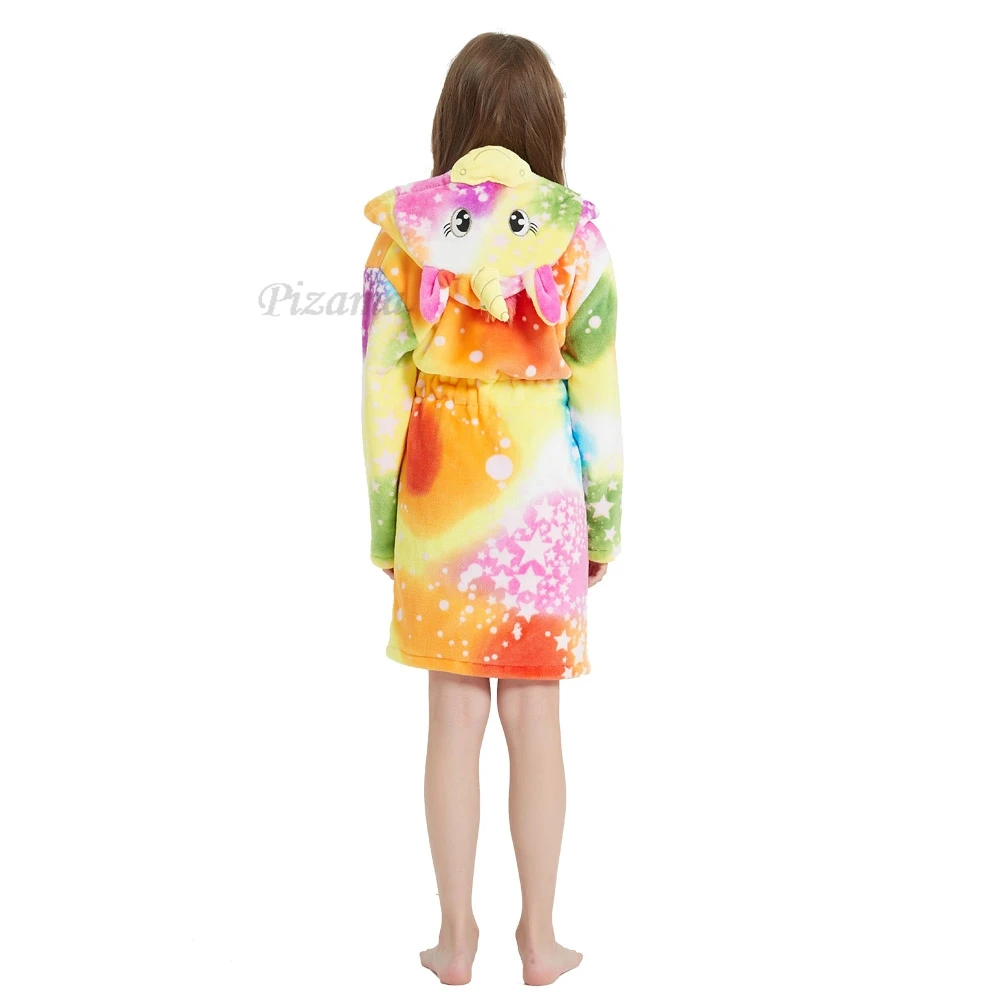 Bath Robes Kids Pijama Nina Invierno Pijama Infantil Meninas Winter Warm Flannel Unicorn Kigurumi Pajamas Children's Bathrobes
