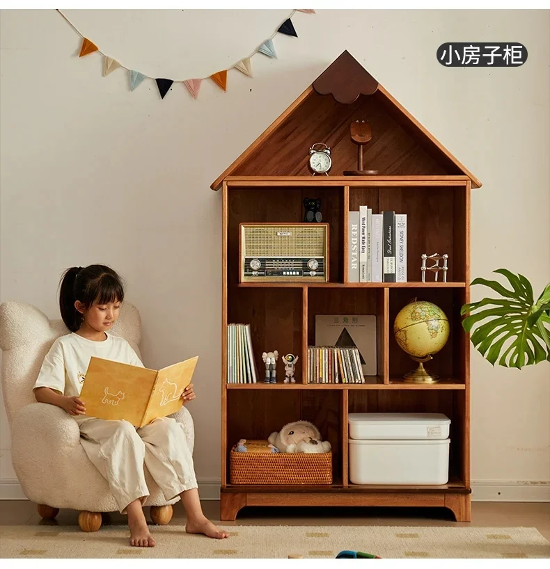 Modern floor standing Chinese bookshelf home storage cabinet with cabinet door