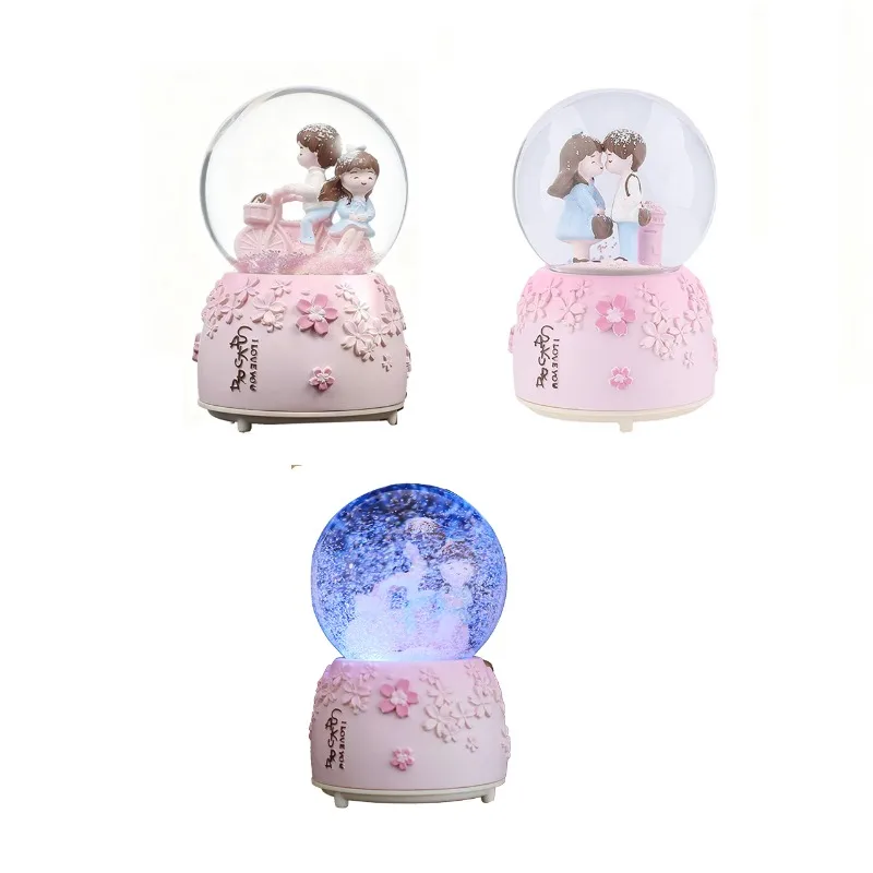 Boule à Neige Musicale Amour Lumineuse | Cadeau Couple Rose