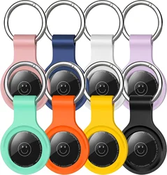 Silicone Protective Keychain Cover for Airtags - Pet Collar and Accessory Holder (8 Pack - A)
