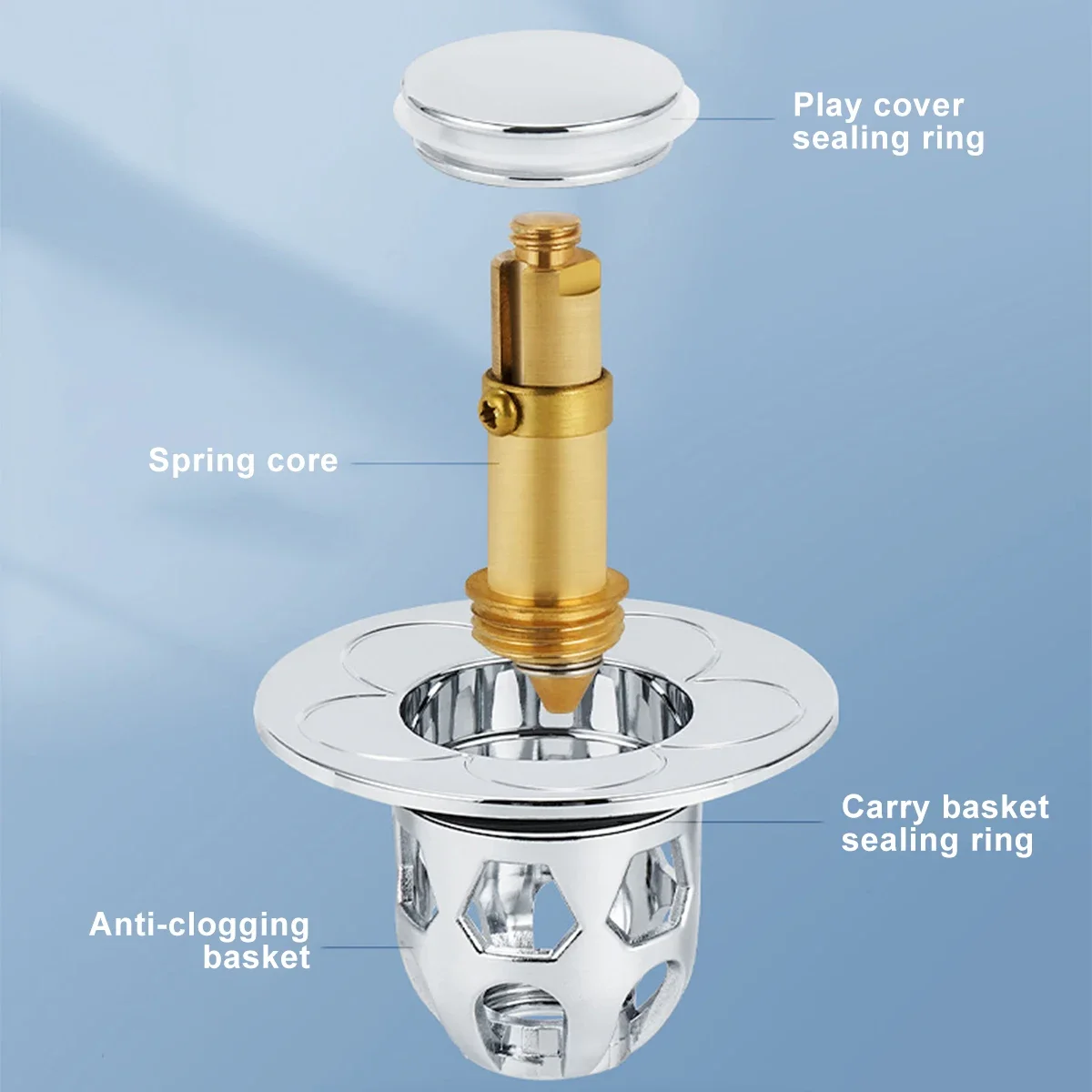 2Pcs Universal Anti Clogging Sink Drain Strainer 30-40mm Drain Hole Push-Type Washbasin Pop Up Sink Drainer Filter Hair Catcher