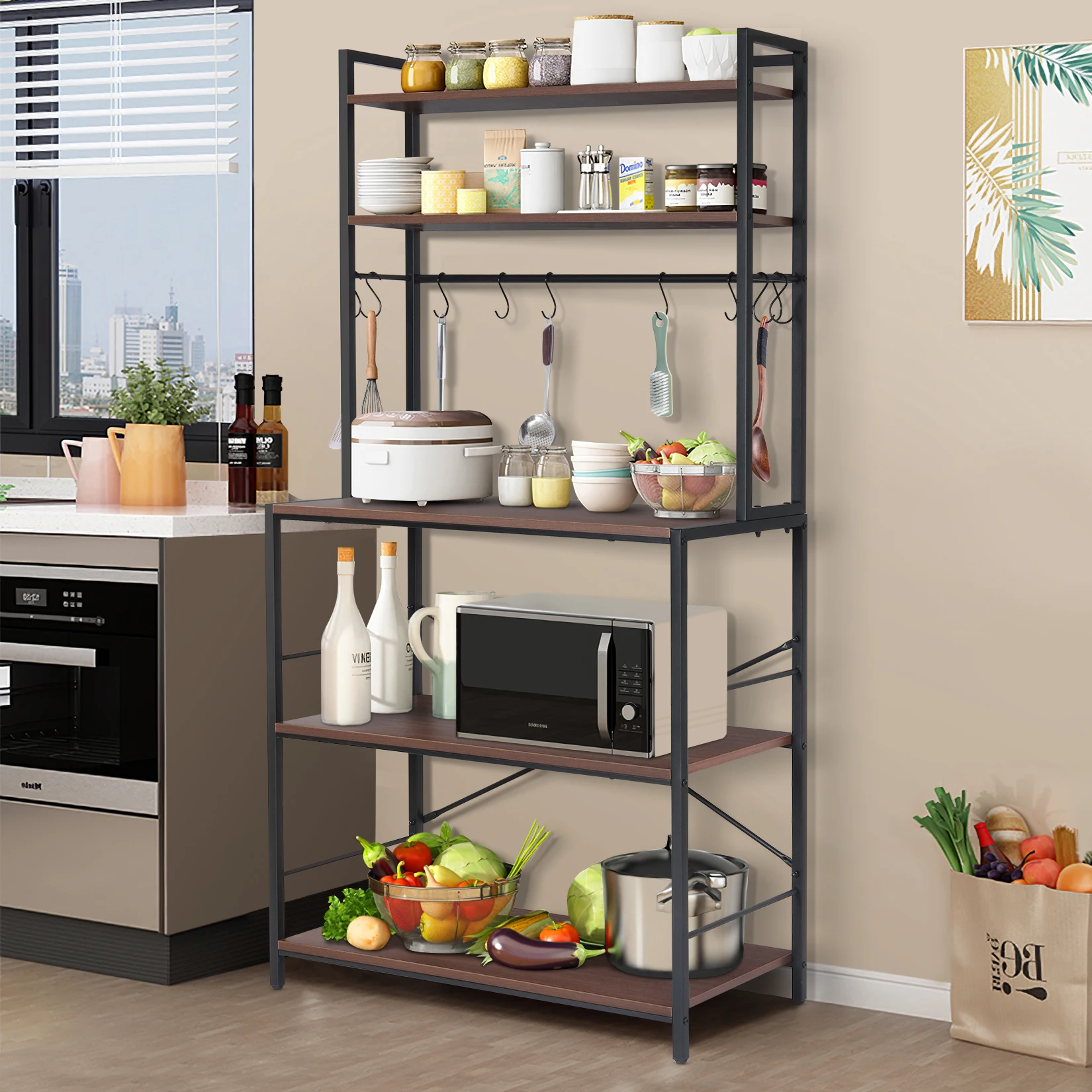 Kitchen Bakers Rack, Standing Baker's Racks Utility Storage Shelf