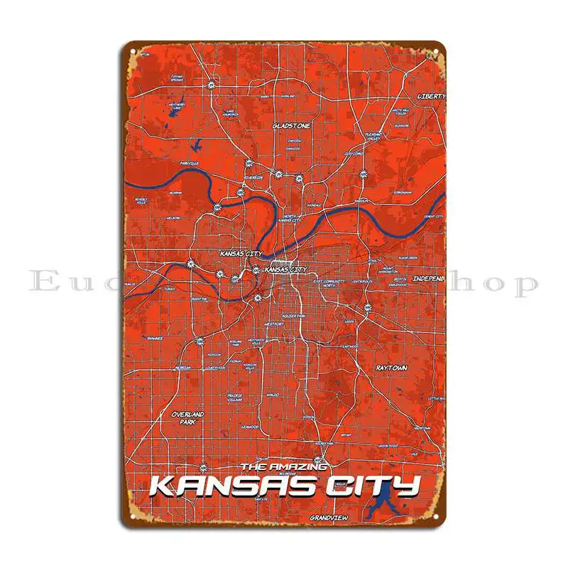 Kansas City Metal Signs Pub Kitchen Living Room Club Bar Stampato Tin Sign Poster