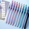 6pcs/set cat neutral erasable pen cute wagging tail cat hot erasable pen eraser student stationery 0.5mm Black blue ink pen 1
