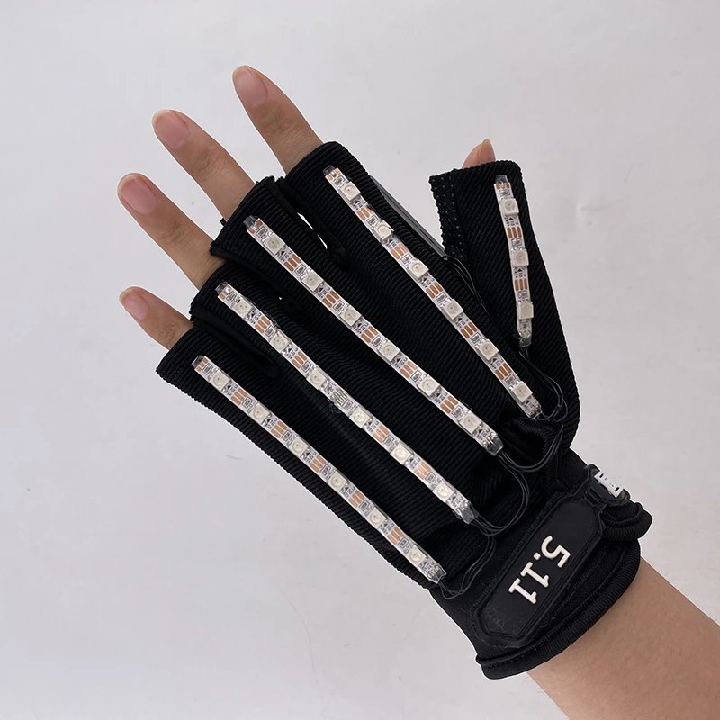 USB Rechargeable LED Glowing Gloves Finger Lighting Flashing Gloves Glasses Stage Performance Costume Dance Concert Decor