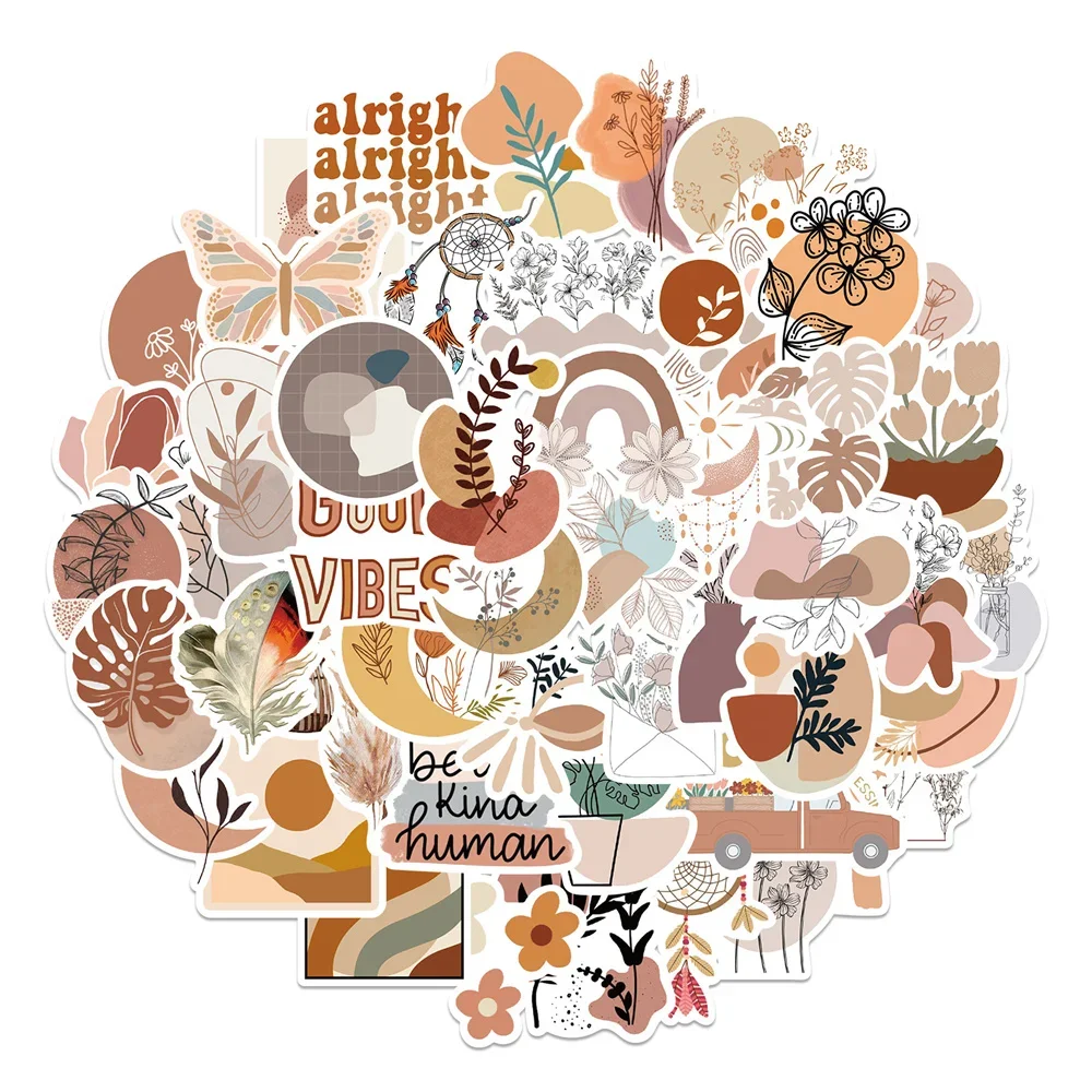 

10/30/50PCS Boho Style Aesthetic Graffiti Stickers for Luggage Laptop IPad Skateboard Gift Journal Waterproof Helmet Wholesale