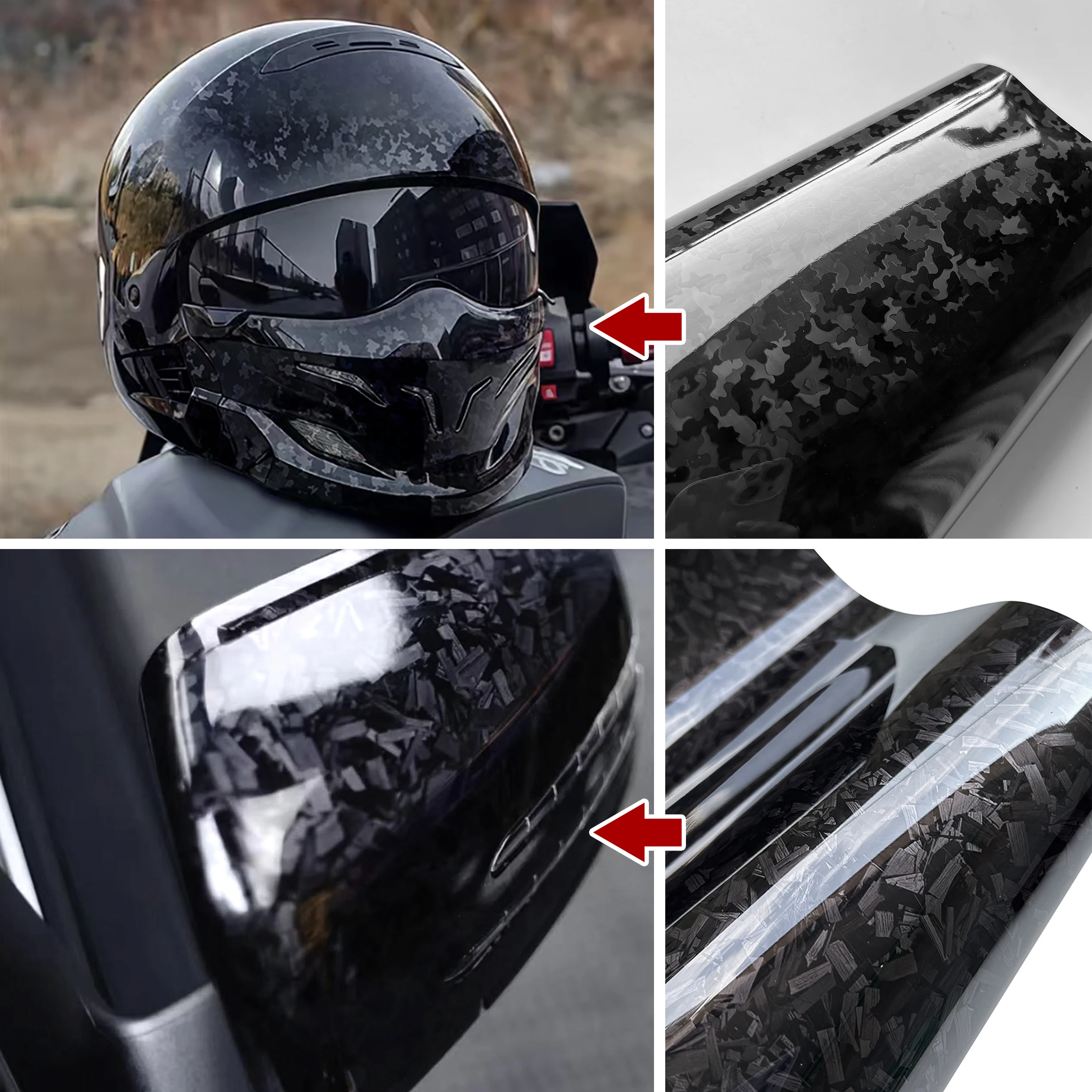 Cosmic Black Forged Carbon Fiber Vinyl Wrap with Aircraft Pattern for Vehicle Decoration