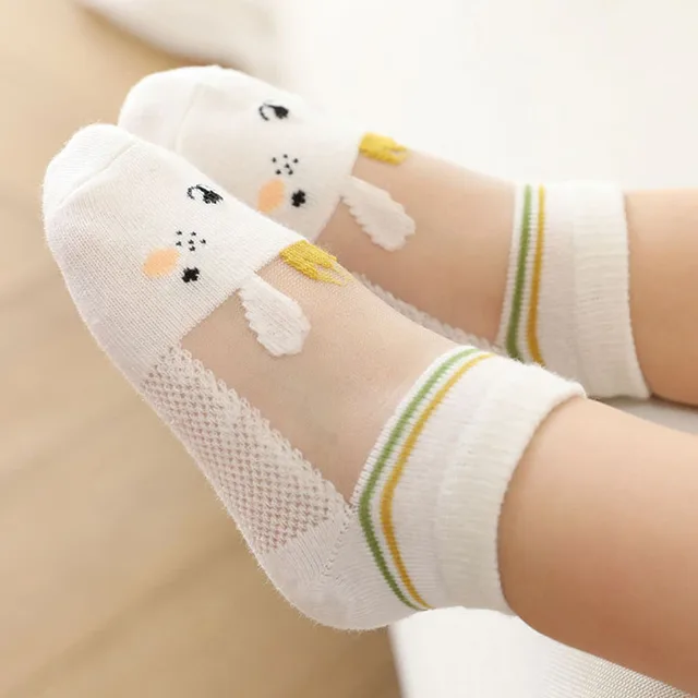 5 Pairs Girls Socks Cartoon Animal Mmesh Breathable Children Kids Socks For Summer 2