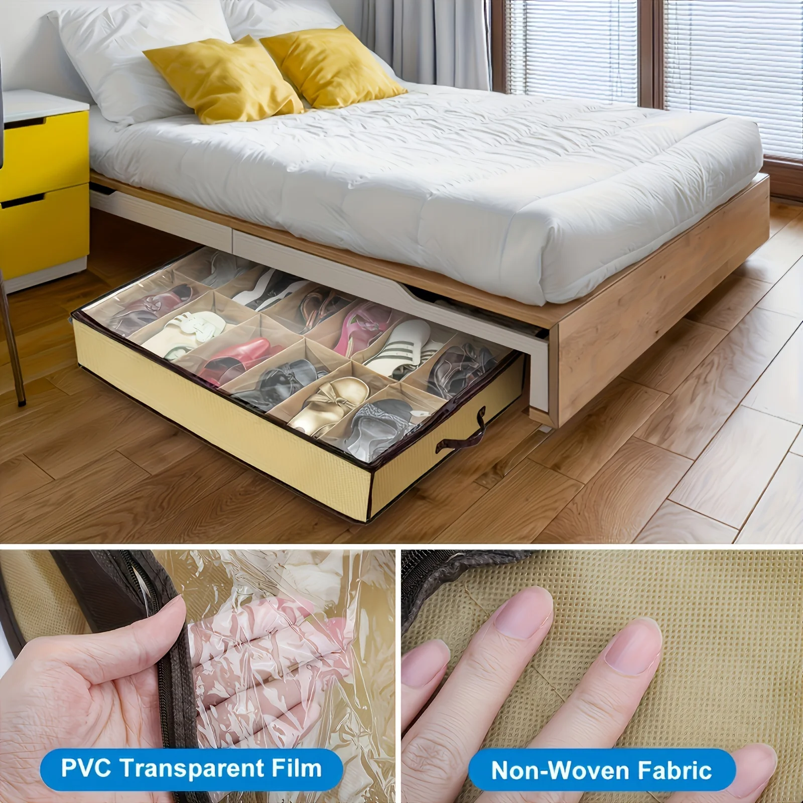 Bed Shoe Organizer 12-Grid Shoe Storage Box