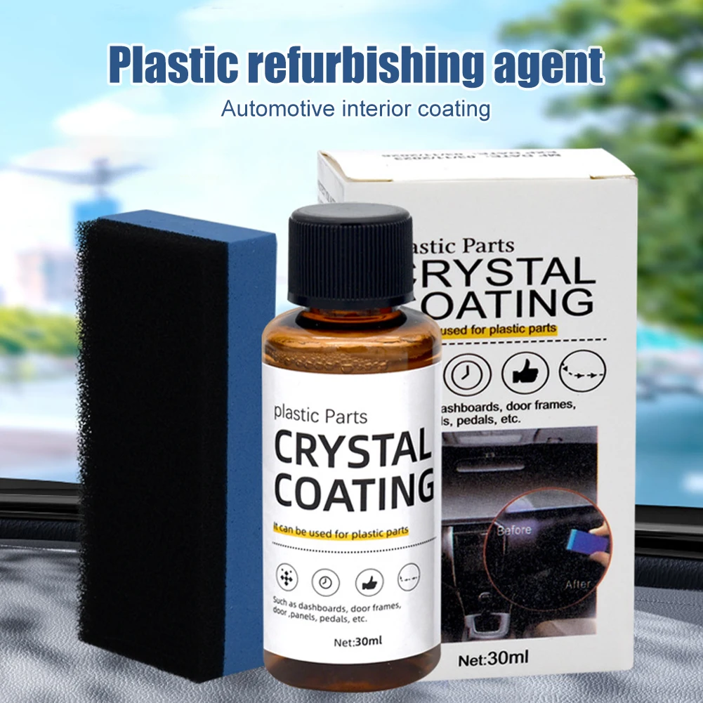 

Plastics Parts Crystal Coating Plastics Trim Restorer For Cars Maintenance Agent Durable Car Plastics Restorer Sponge Waterproof