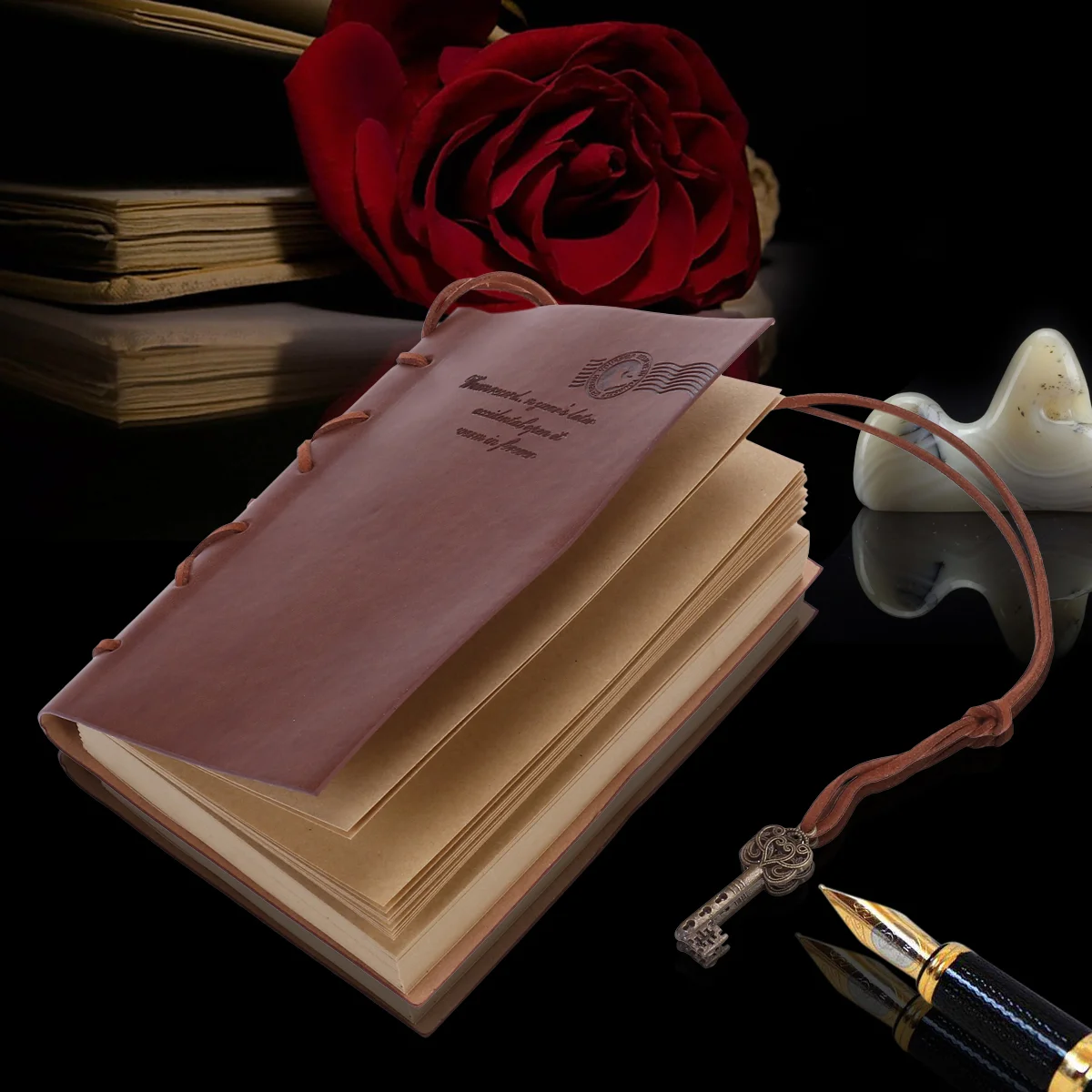 

Foxnovo Notebook Paper Vintage with PU Cover for Travel Journal Diary Sketchbook Red (Coffee)