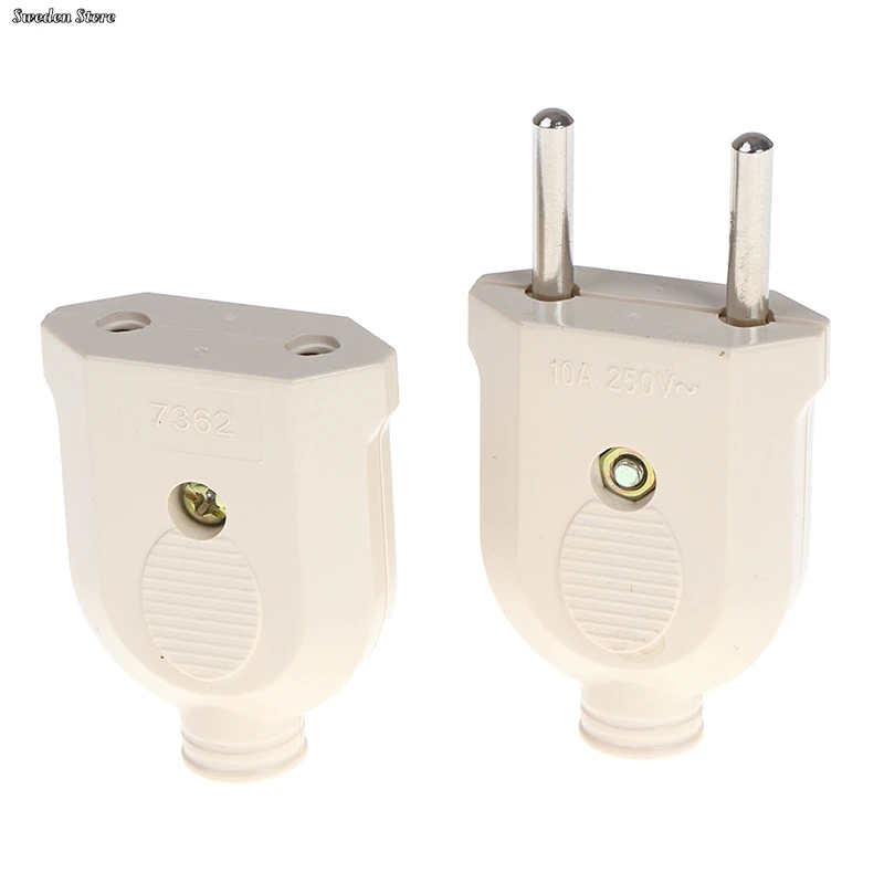2 Pin EU Plug Male Female Connector Socket for Power Extension power plug adapter power socket adapter conversion plug electrical power socket plug conversion socket electrical sockets power cable plug
