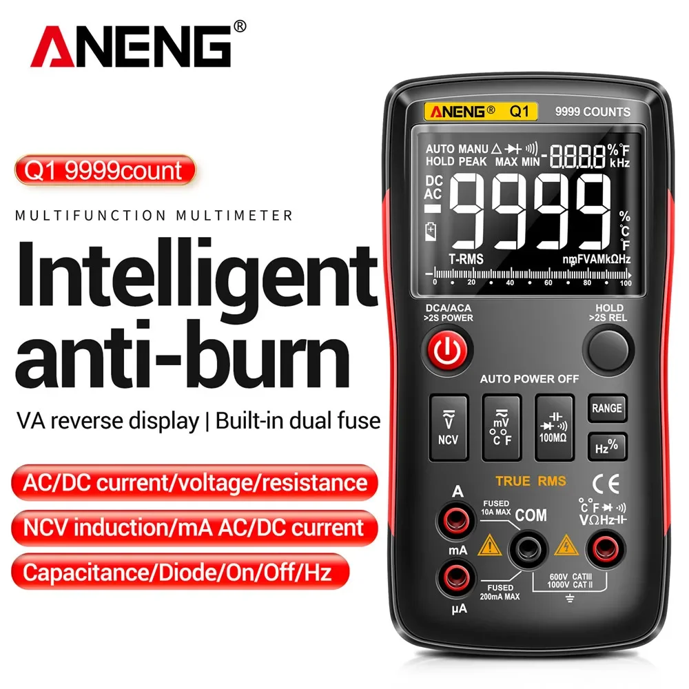 ANENG Q1 Digital Multimeter 9999 Analog Tester True RMS Professional Multimetro DIY Transistor Capacitor NCV Testers Lcr Meter 3