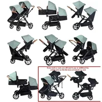 NOUVEAU Poussette Double pliable légère Nouveau chariot bébé 2 en 1 landau avec siège auto Poussette bébé pour deux enfants 2