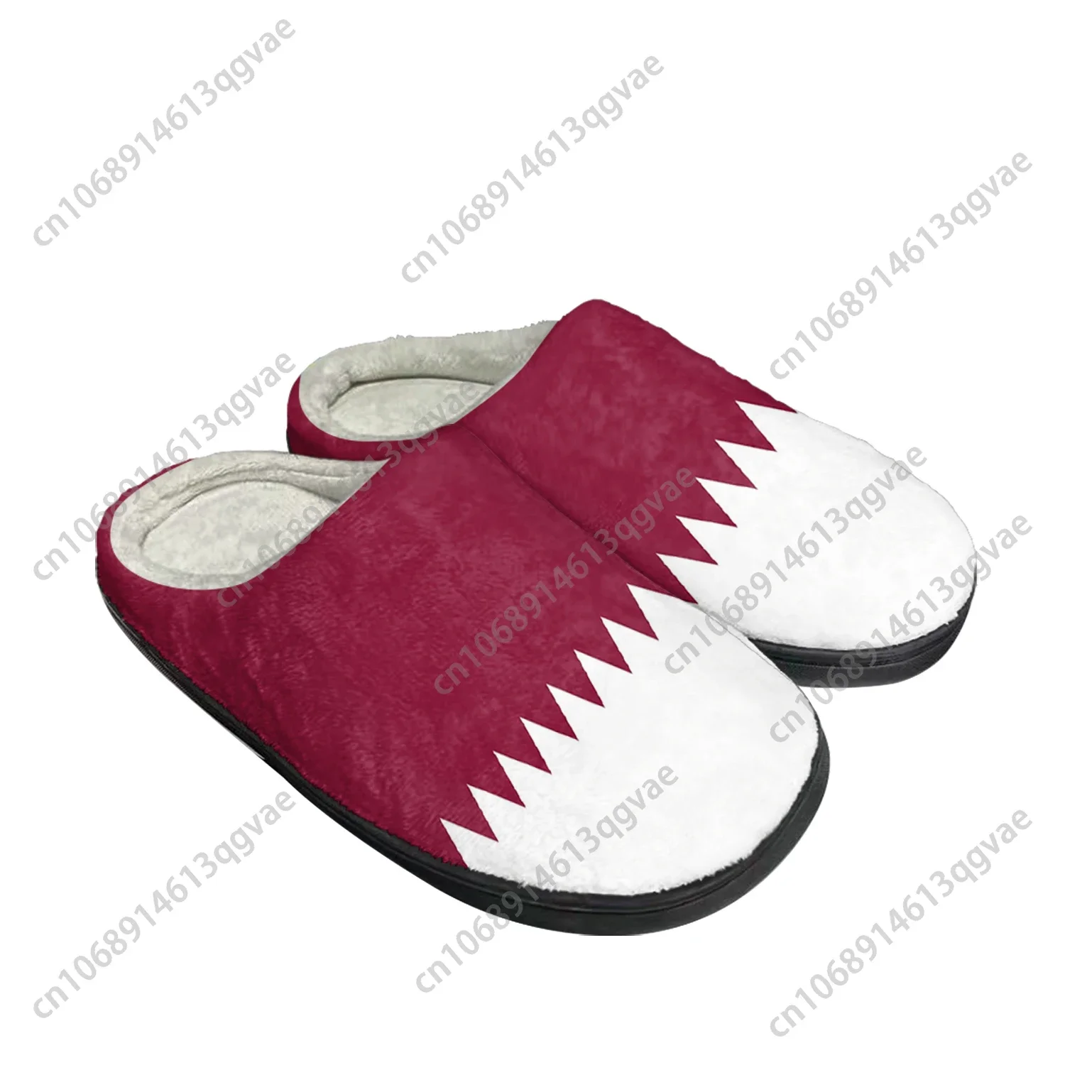 Qatar Flag Home Cotton Custom Slippers Mens Womens Sandals Qatar Plush Bedroom Casual Keep Warm Shoes Thermal Slipper