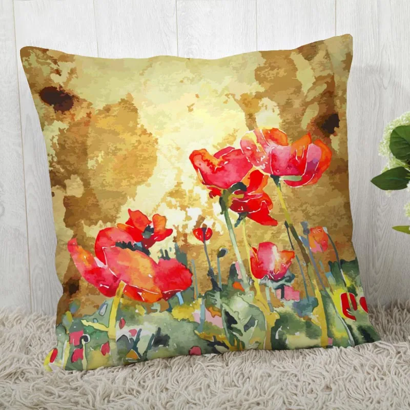 

Poppy Pillow Cover Customize Pillowcase Modern Home Decorative Pillow Case For Living Room 45X45cm,40X40cm