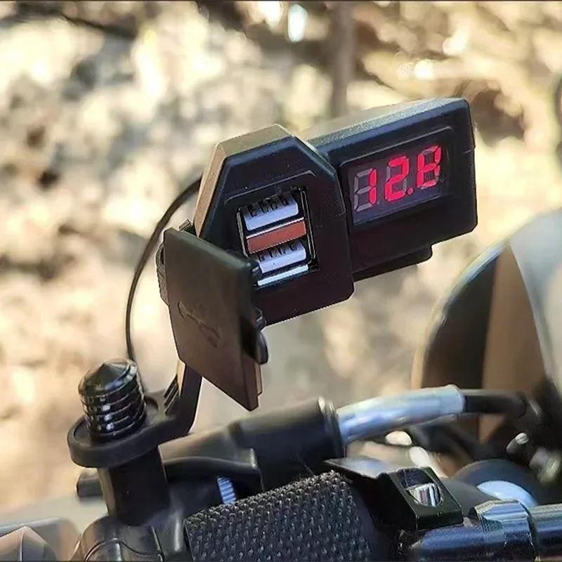 Universal Motorcycle Dual USB Charger Waterproof Motorcycle Mobile Phone Charger Charging Socket For E-Bike Scooter ATV Moped