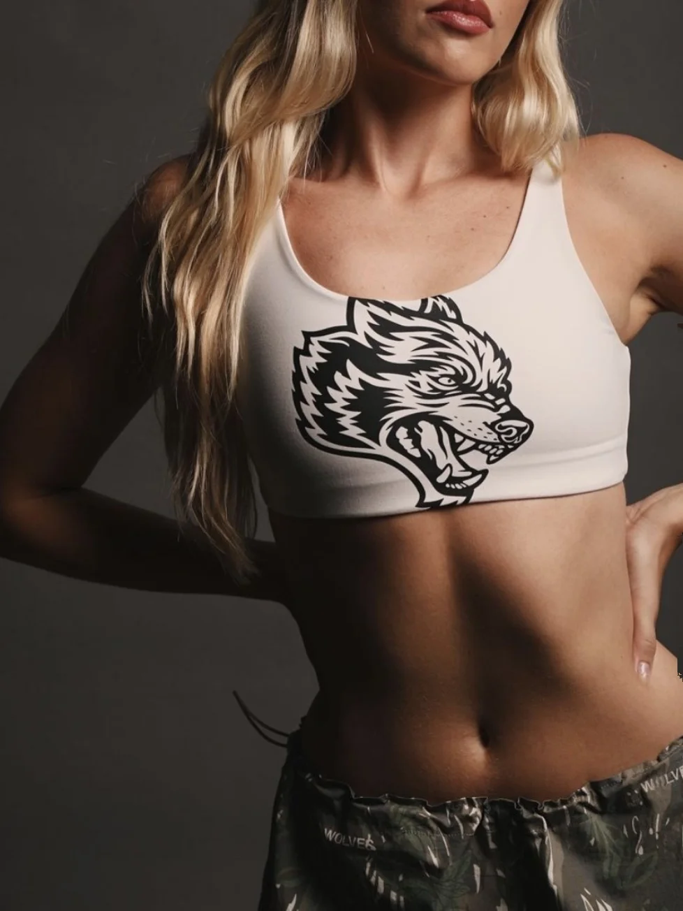 Dakit csport Sports Bra oproof with Chest Pad Fitn Vest Anti ake Wolf Head Design Women's Underwear Activewear