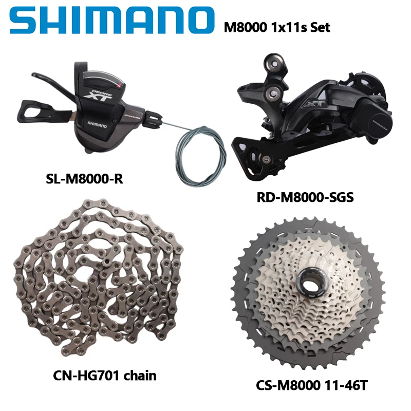 Shimano XT M8000 1x11s Mini Groupset For MTB Bicycle M8000 Shifter Right 11Speed RD-M8000 GS SGS Cassette HG701 Chain Bike Set