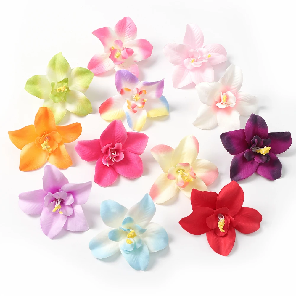 10/20 Stück künstliche Orchideenköpfe, künstliche Blumen, die für Frauen und Mädchen als Haarnadel, DIY, Braut, Hochzeit, Dekoration, Kranz, Zubehör verwendet werden können