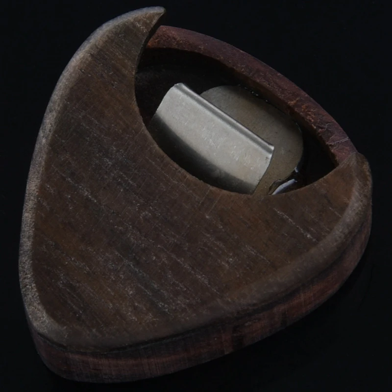 ABME 3X Guitar Pick Box Portable Rose Wood Guitar Pick Storage Musical Instrument Accessories For String Instrument