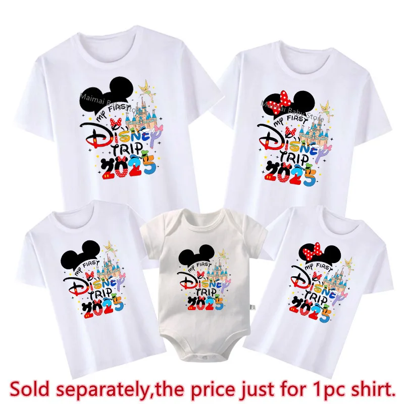 My First Disney Trip 2025 Family Matching Shirts Funny Look Father Mother Kids Tshirts Tops Matching Disney Vacation Outfits 5