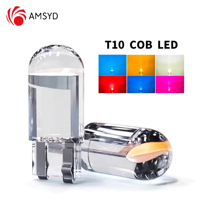 

Светодиодная автомобильная лампа T10, 20 шт., COB-стекло, 2021 к, белая Автомобильная подсветильник 12 В, 24 В, 20x6000, W5W