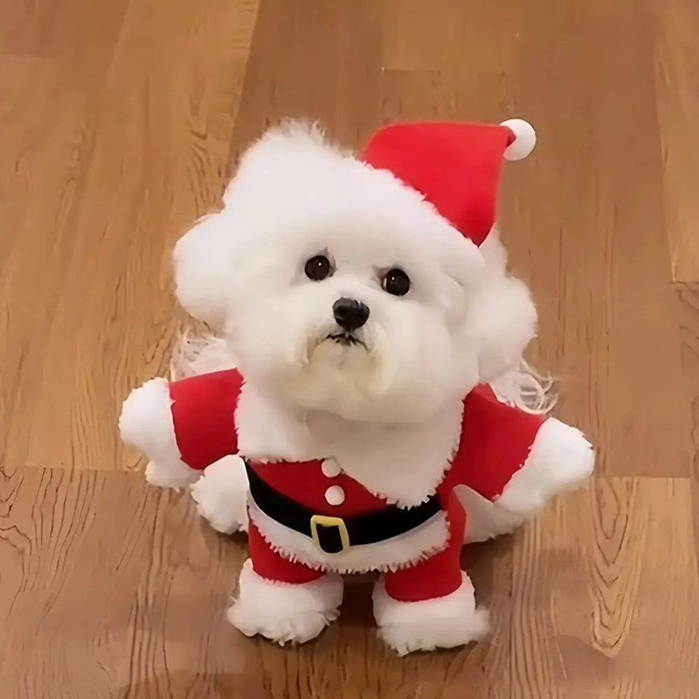 작은 개를위한 크리스마스 개 의상 고양이 재미 있은 산타 클로스 코스프레 옷 강아지 점프 슈트 치와와 요크셔 애완 동물 용품 파티