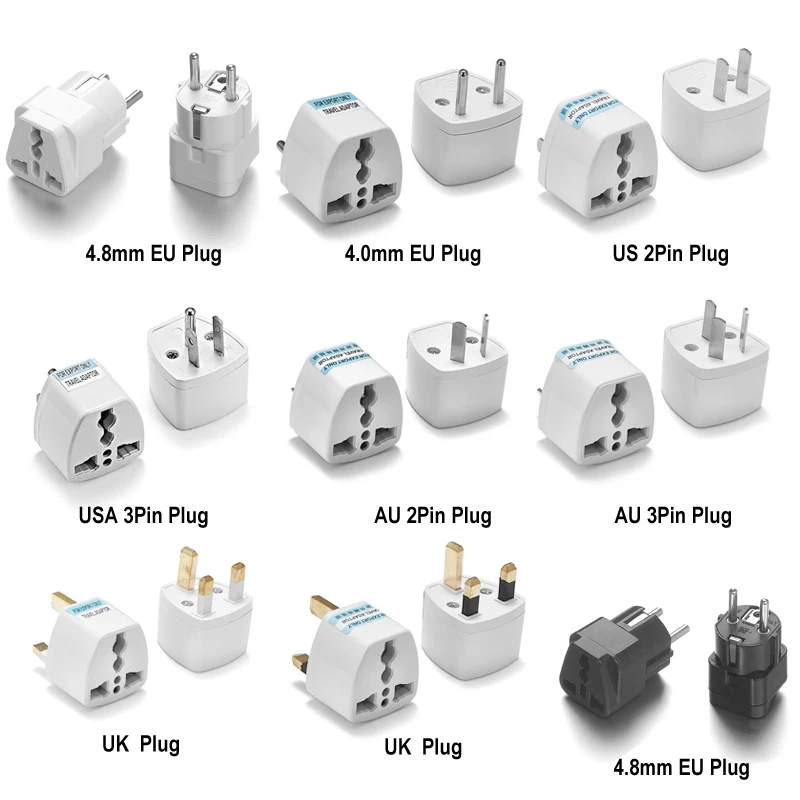 US ไปยัง EU ปลั๊กอะแดปเตอร์เกาหลี KR ยูโรยุโรปอเมริกาจีนแคนาดา UK AU Universal Travel Adapter AC Converter Power Adapter 1