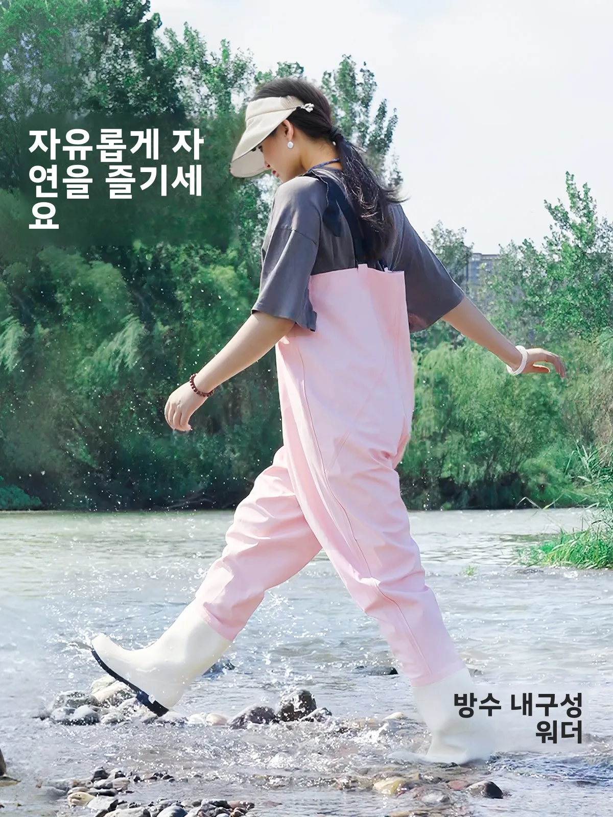 여성용 낚시복 전신 방수복 해산물 수확용 내구성 PVC 나일론 오버롤 레인 팬츠 워터슈즈 포함