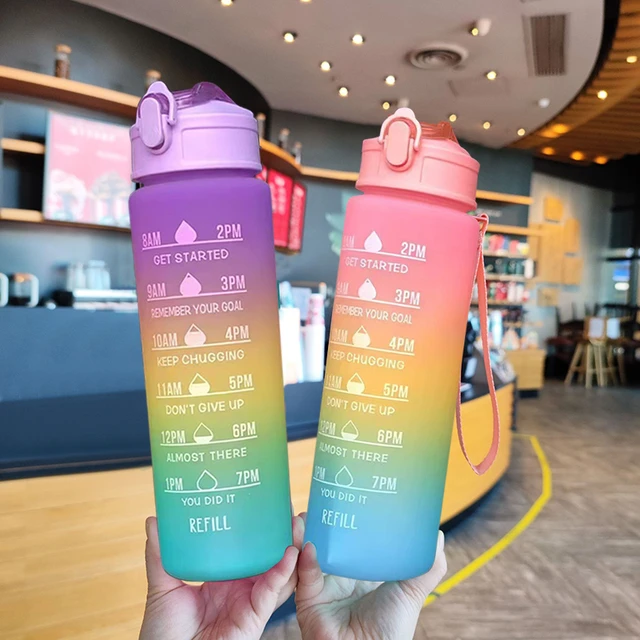 Sports Water Bottle 1L Sports Drink Bottle With Straw 1000ml Dishwasher Safe  Sport Cup Motivational Water Bottle For Gym Cycling - AliExpress