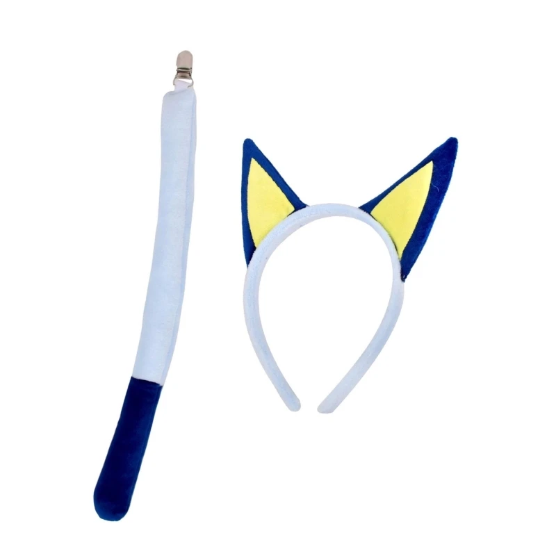 Party Supplies Plush Dog Ears Headband and Long Tail Outfit Set Cosplay Costume for Halloween Birthday Party Accessories