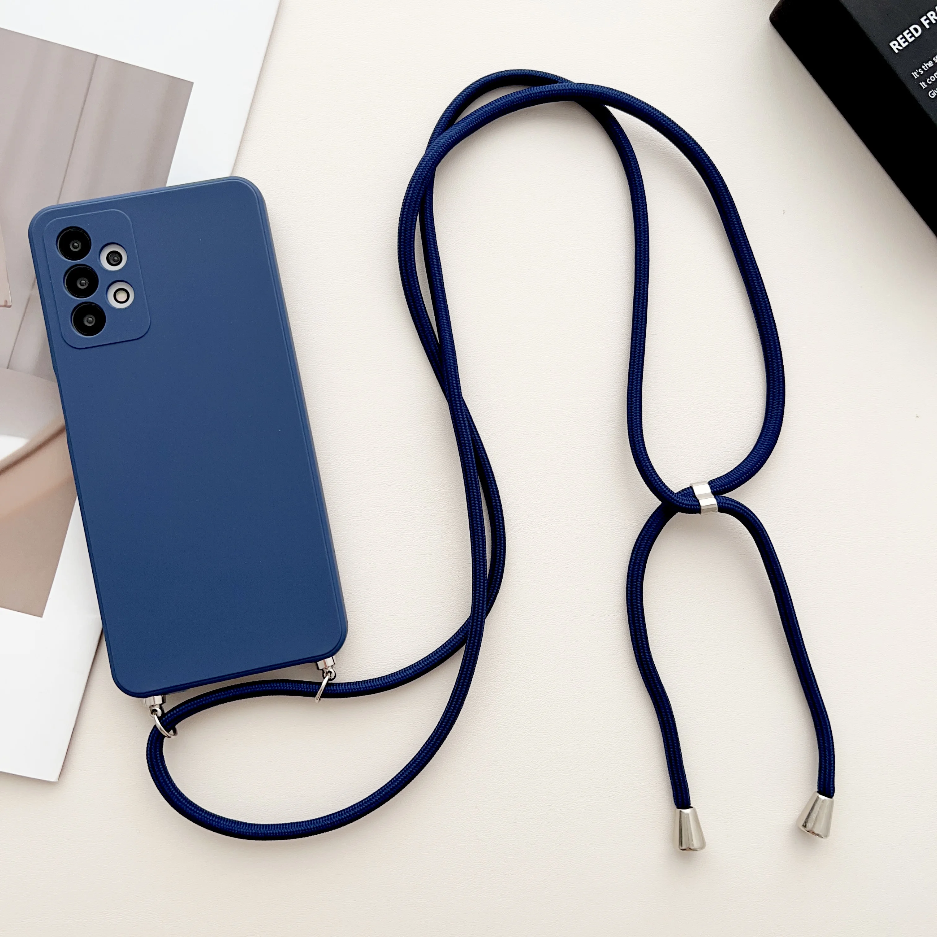 thumbnail image 1 of Strap Cord Chain Case For Samsung Galaxy A54 A14 A53 A52 A51 A34 A33 A13 S23 S22 Ultra S21 FE Necklace Lanyard Rope Matte Cover, 1 of 5