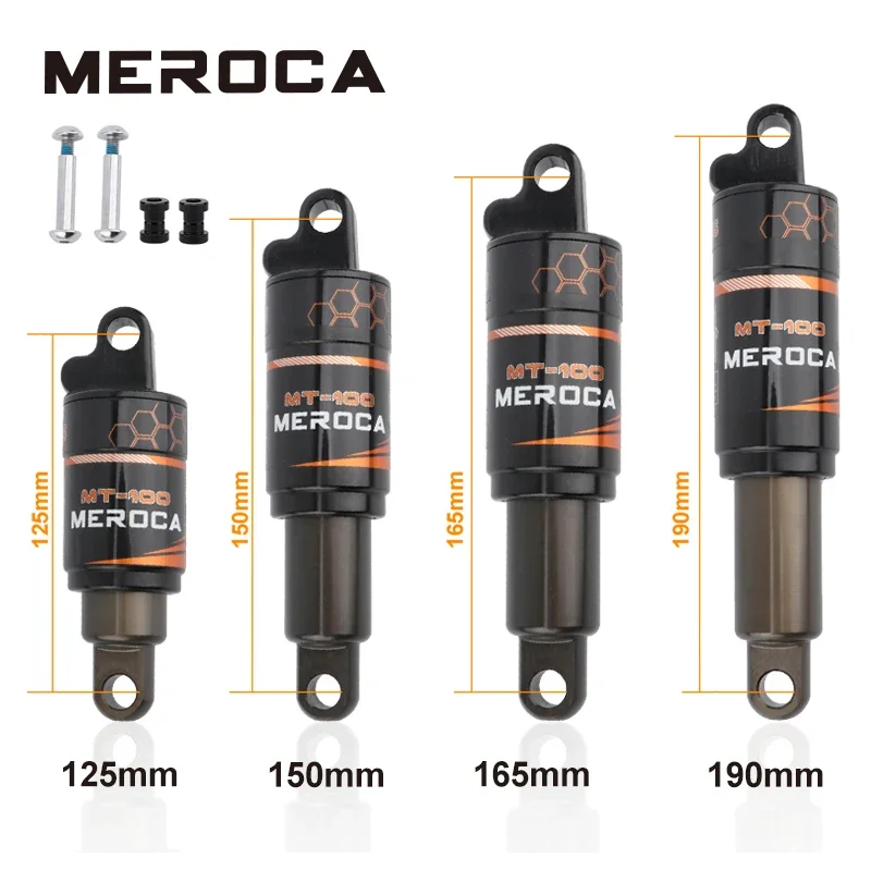 Bike Suspension Shock Absorber MEROCA Bicycle Rear 125/150/165/190mm Electric Scooter Oil Spring