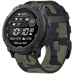 Rugged Nylon Wristband - Durable 22mm/26mm Strap - Instinct2x 26mm 50mm (Night Camo)