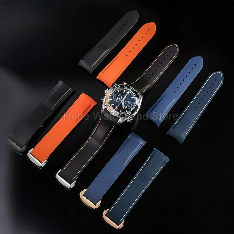 Omega Seamaster Vibrant Orange Silicone Watchband - Durable, Heat-Resistant & Soft-Textured