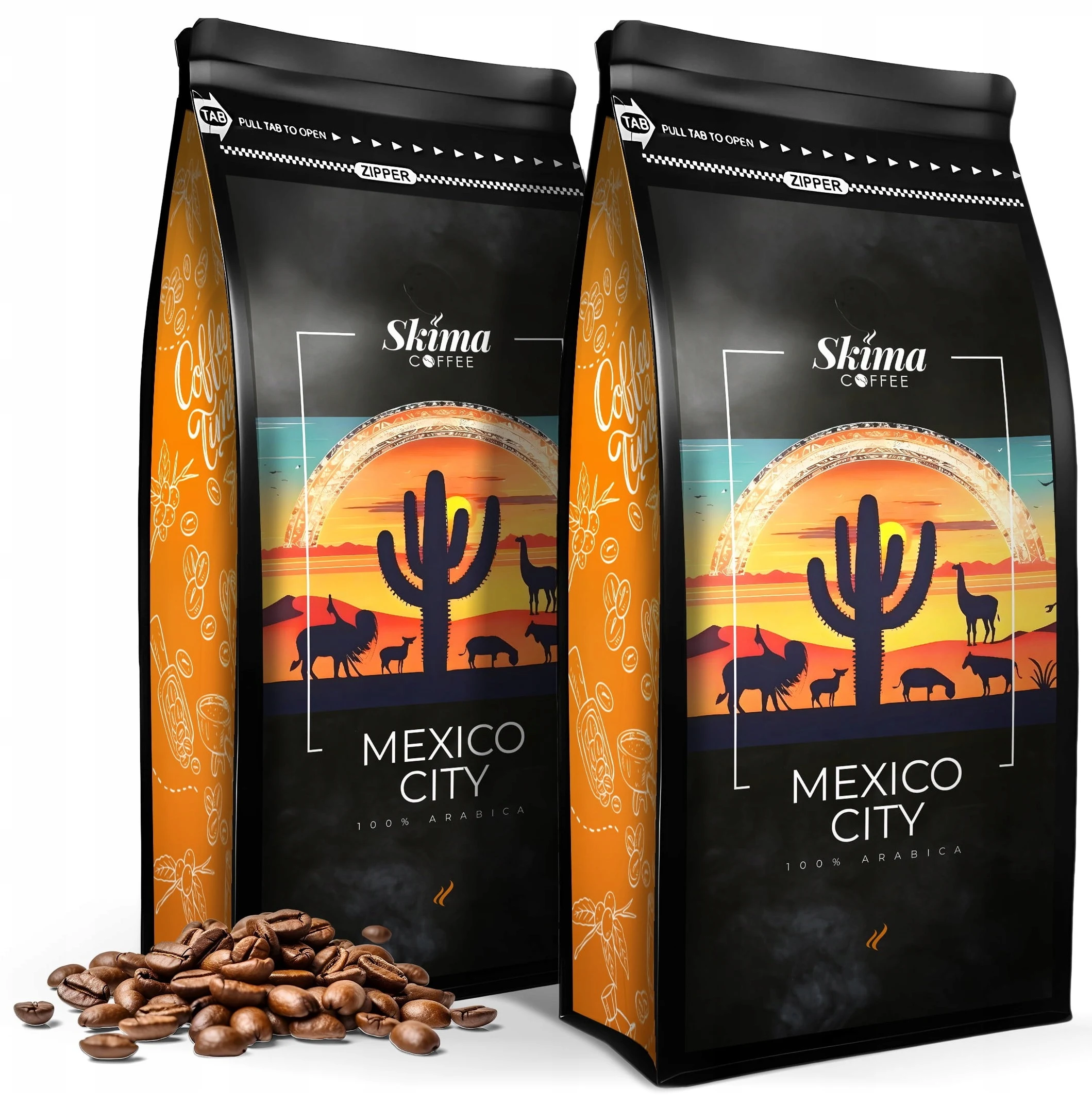 Kawa ziarnista 2x1kg MEXICO CITY 100% ARABICA Świeża do ekspresu z Polski za $26.31 / ~98zł