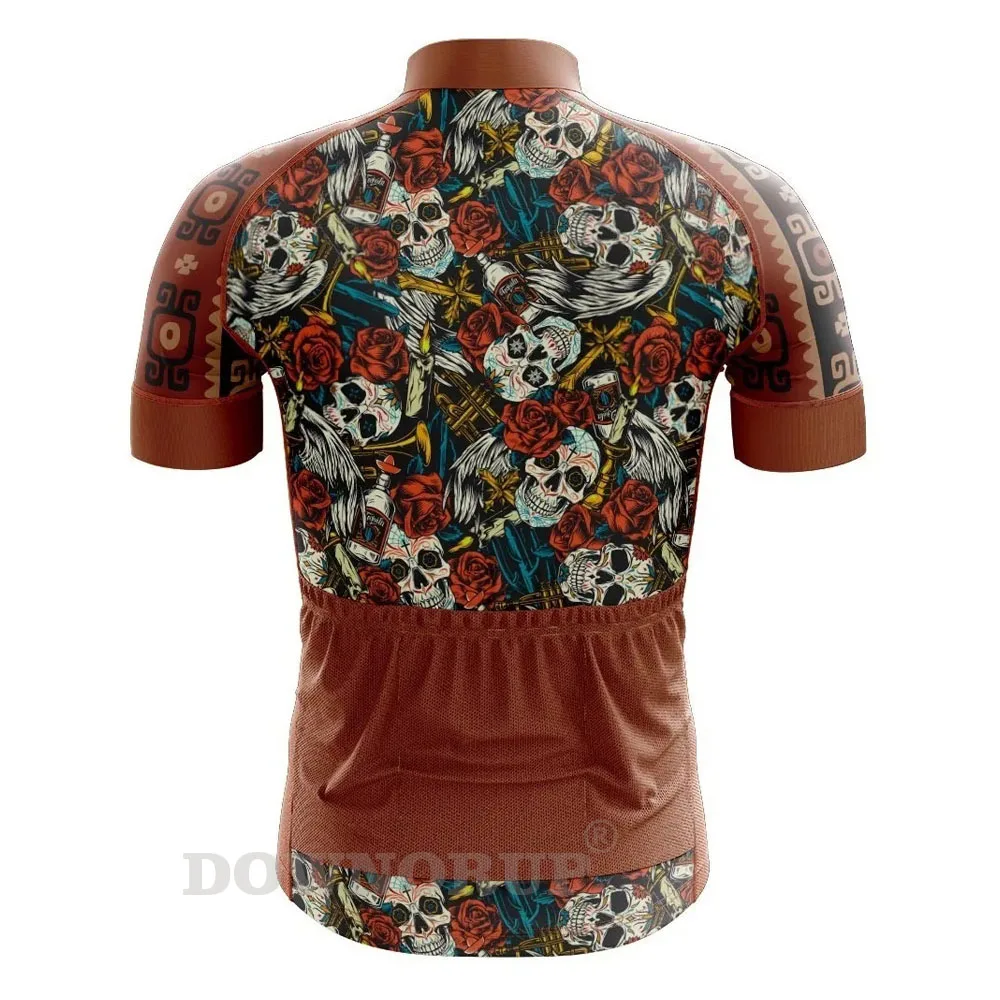 Skull Cycling Jersey Men Short Sleeve Summer Breathable Quick-Drying Mountain Highway BIke Clothing Can MTB