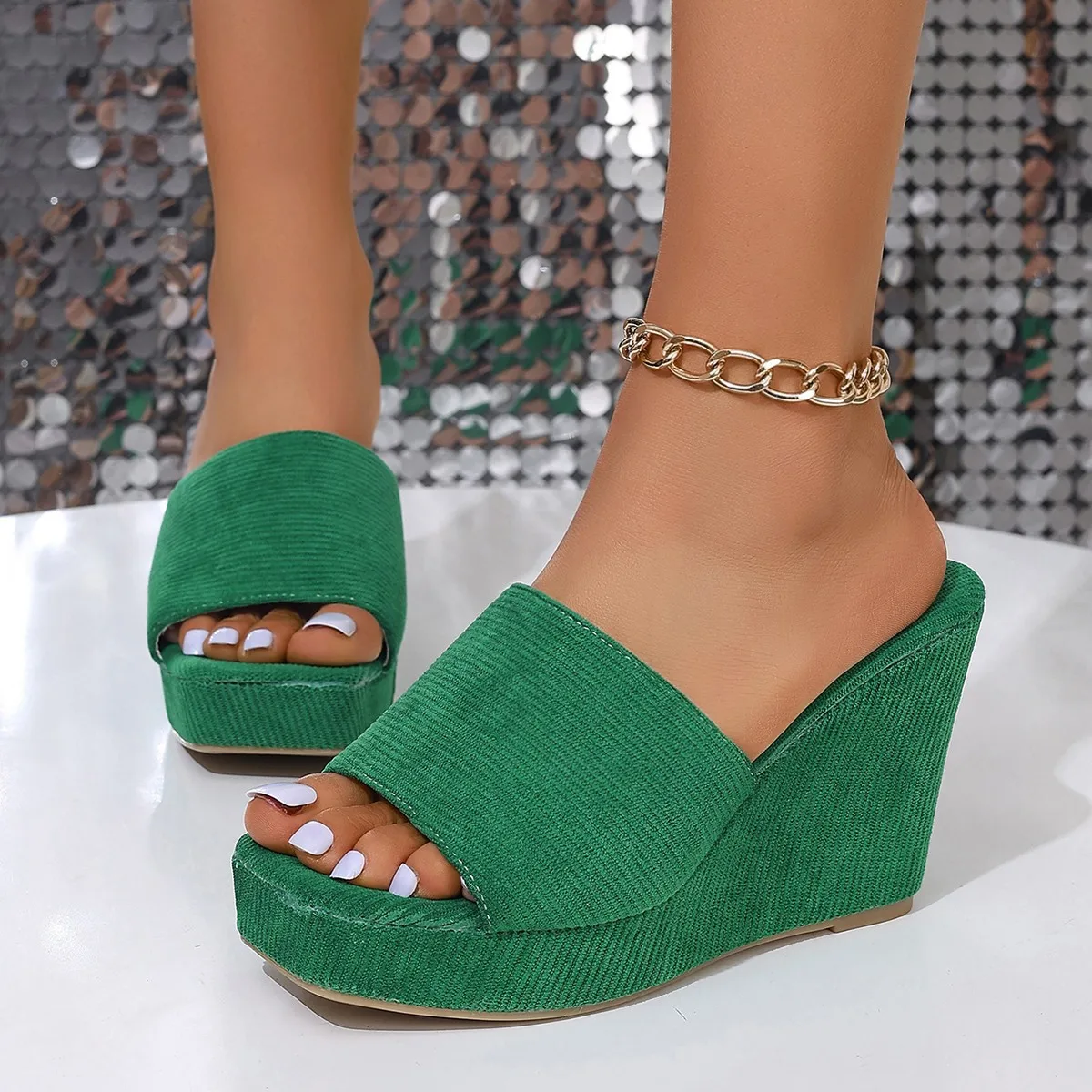 Women Platform Slippers Beach Wedges High Heels Sandals Summer 2025 New Women Slippers Thick Sexy Slides Women Zapatos De Mujer